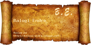 Balogi Endre névjegykártya